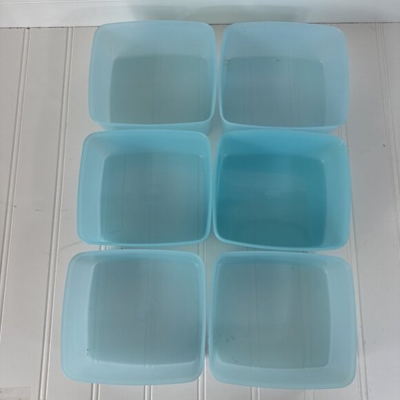 Vintage Tupperware Blue Square Round Freezer Containers 311 with Lids Set of 5 - Picture 9 of 15
